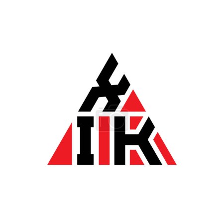 Illustration for XIK triangle letter logo design with triangle shape. XIK triangle logo design monogram. XIK triangle vector logo template with red color. XIK triangular logo Simple, Elegant, and Luxurious Logo. - Royalty Free Image