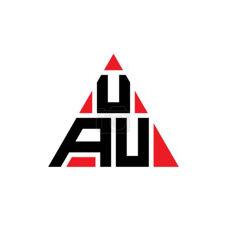 Illustration for UAU triangle letter logo design with triangle shape. UAU triangle logo design monogram. UAU triangle vector logo template with red color. UAU triangular logo Simple, Elegant, and Luxurious Logo. - Royalty Free Image