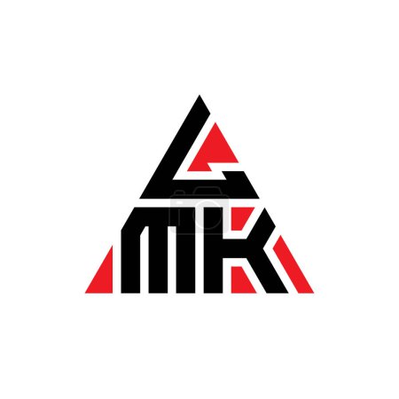 Illustration for LMK triangle letter logo design with triangle shape. LMK triangle logo design monogram. LMK triangle vector logo template with red color. LMK triangular logo Simple, Elegant, and Luxurious Logo. - Royalty Free Image