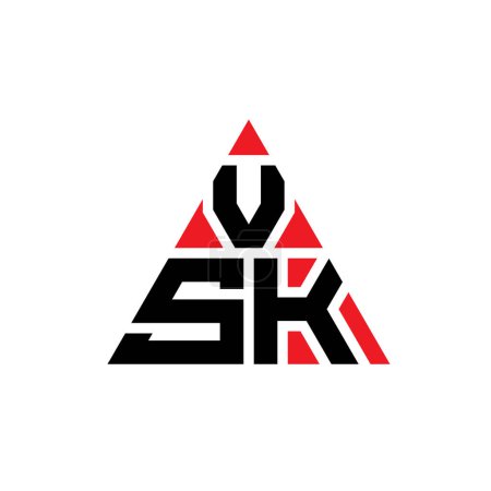 Téléchargez les illustrations : VSK triangle lettre logo design avec forme de triangle. Monogramme de logo triangle VSK. Modèle de logo vectoriel triangle VSK avec couleur rouge. Logo triangulaire VSK Logo simple, élégant et luxueux. - en licence libre de droit