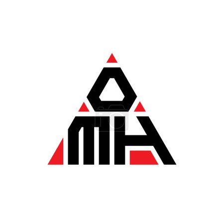 Ilustración de Diseño del logotipo de letra de triángulo OMH con forma de triángulo. Diseño del logotipo del triángulo OMH monograma. Plantilla de logotipo de vector de triángulo OMH con color rojo. Logotipo triangular OMH Logotipo simple, elegante y lujoso. - Imagen libre de derechos