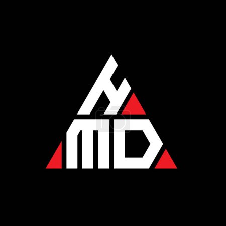 Illustration for HMD triangle letter logo design with triangle shape. HMD triangle logo design monogram. HMD triangle vector logo template with red color. HMD triangular logo Simple, Elegant, and Luxurious Logo. - Royalty Free Image