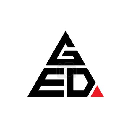 Illustration for GED triangle letter logo design with triangle shape. GED triangle logo design monogram. GED triangle vector logo template with red color. GED triangular logo Simple, Elegant, and Luxurious Logo. - Royalty Free Image