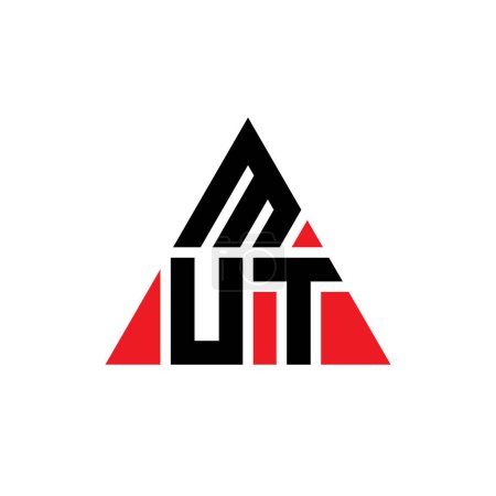 Illustration for MUT triangle letter logo design with triangle shape. MUT triangle logo design monogram. MUT triangle vector logo template with red color. MUT triangular logo Simple, Elegant, and Luxurious Logo. - Royalty Free Image