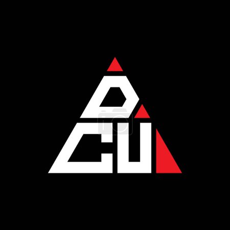 Illustration for DCU triangle letter logo design with triangle shape. DCU triangle logo design monogram. DCU triangle vector logo template with red color. DCU triangular logo Simple, Elegant, and Luxurious Logo. - Royalty Free Image