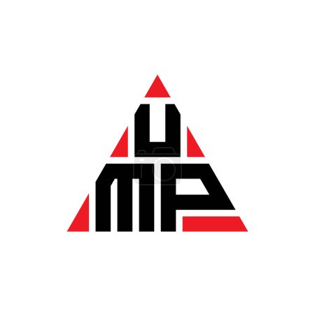 Illustration for UMP triangle letter logo design with triangle shape. UMP triangle logo design monogram. UMP triangle vector logo template with red color. UMP triangular logo Simple, Elegant, and Luxurious Logo. - Royalty Free Image