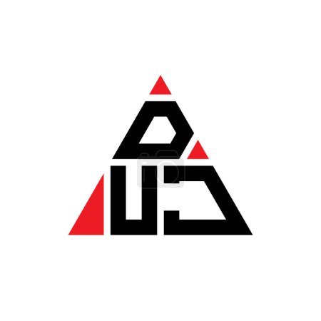 Illustration for DUJ triangle letter logo design with triangle shape. DUJ triangle logo design monogram. DUJ triangle vector logo template with red color. DUJ triangular logo Simple, Elegant, and Luxurious Logo. - Royalty Free Image