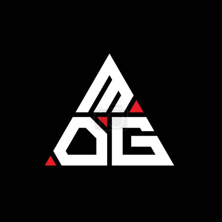 Illustration for MOG triangle letter logo design with triangle shape. MOG triangle logo design monogram. MOG triangle vector logo template with red color. MOG triangular logo Simple, Elegant, and Luxurious Logo. - Royalty Free Image