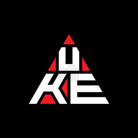 Illustration for UKE triangle letter logo design with triangle shape. UKE triangle logo design monogram. UKE triangle vector logo template with red color. UKE triangular logo Simple, Elegant, and Luxurious Logo. - Royalty Free Image