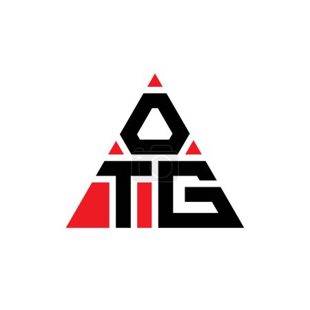 Illustration for OTG triangle letter logo design with triangle shape. OTG triangle logo design monogram. OTG triangle vector logo template with red color. OTG triangular logo Simple, Elegant, and Luxurious Logo. - Royalty Free Image
