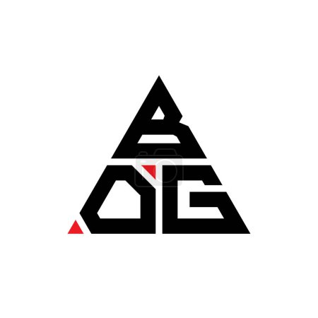 Illustration for BOG triangle letter logo design with triangle shape. BOG triangle logo design monogram. BOG triangle vector logo template with red color. BOG triangular logo Simple, Elegant, and Luxurious Logo. - Royalty Free Image