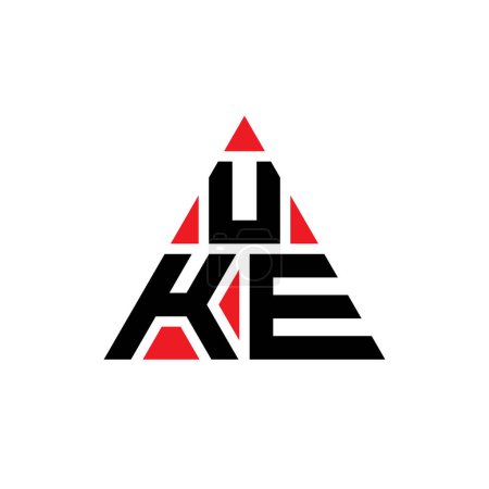Illustration for UKE triangle letter logo design with triangle shape. UKE triangle logo design monogram. UKE triangle vector logo template with red color. UKE triangular logo Simple, Elegant, and Luxurious Logo. - Royalty Free Image