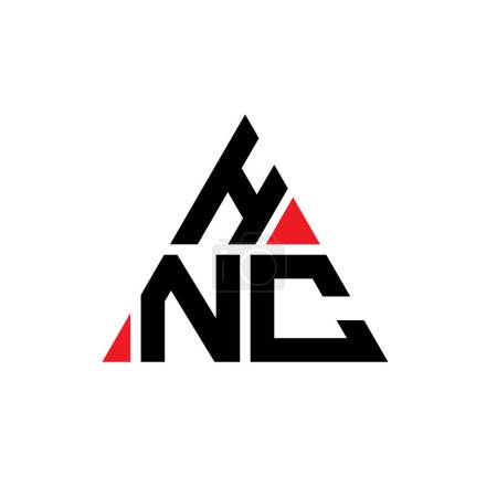 Illustration for HNC triangle letter logo design with triangle shape. HNC triangle logo design monogram. HNC triangle vector logo template with red color. HNC triangular logo Simple, Elegant, and Luxurious Logo. - Royalty Free Image