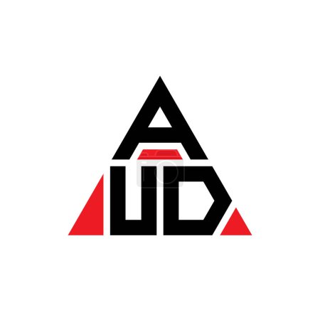 Illustration for AUD triangle letter logo design with triangle shape. AUD triangle logo design monogram. AUD triangle vector logo template with red color. AUD triangular logo Simple, Elegant, and Luxurious Logo. - Royalty Free Image