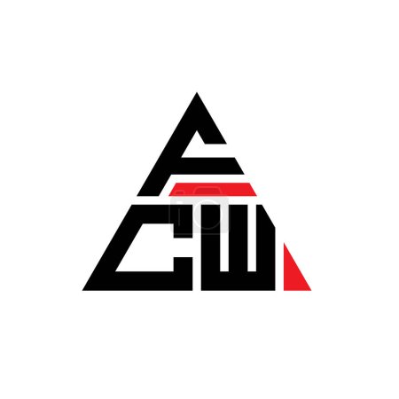Illustration for FCW triangle letter logo design with triangle shape. FCW triangle logo design monogram. FCW triangle vector logo template with red color. FCW triangular logo Simple, Elegant, and Luxurious Logo. - Royalty Free Image