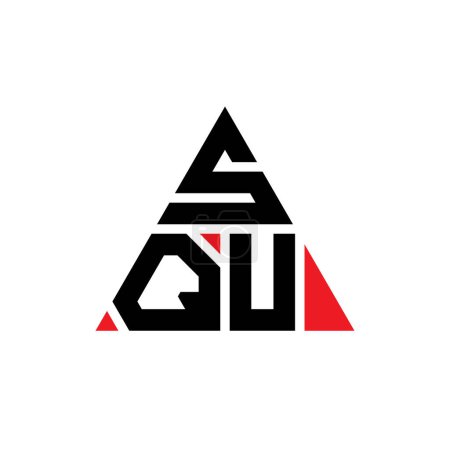 Illustration for SQU triangle letter logo design with triangle shape. SQU triangle logo design monogram. SQU triangle vector logo template with red color. SQU triangular logo Simple, Elegant, and Luxurious Logo. - Royalty Free Image
