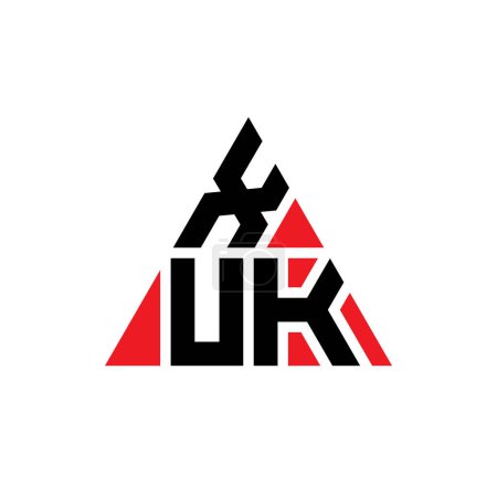 Illustration for XUK triangle letter logo design with triangle shape. XUK triangle logo design monogram. XUK triangle vector logo template with red color. XUK triangular logo Simple, Elegant, and Luxurious Logo. - Royalty Free Image