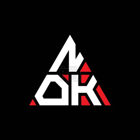 Ilustración de Diseño del logotipo de la letra del triángulo NOK con forma de triángulo. Diseño del logotipo del triángulo NOK monograma. Plantilla de logotipo de vector de triángulo NOK con color rojo. Logotipo triangular NOK Logotipo simple, elegante y lujoso. - Imagen libre de derechos