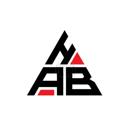 Ilustración de Diseño del logotipo de la letra del triángulo HAB con forma de triángulo. Monograma de diseño del logotipo del triángulo HAB. Plantilla de logotipo de vector triángulo HAB con color rojo. Logotipo triangular HAB Logotipo simple, elegante y lujoso. - Imagen libre de derechos