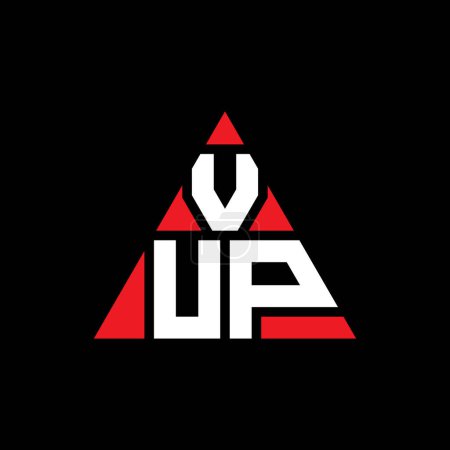 Illustration for VUP triangle letter logo design with triangle shape. VUP triangle logo design monogram. VUP triangle vector logo template with red color. VUP triangular logo Simple, Elegant, and Luxurious Logo. - Royalty Free Image