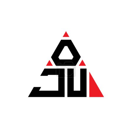 Illustration for OJU triangle letter logo design with triangle shape. OJU triangle logo design monogram. OJU triangle vector logo template with red color. OJU triangular logo Simple, Elegant, and Luxurious Logo. - Royalty Free Image