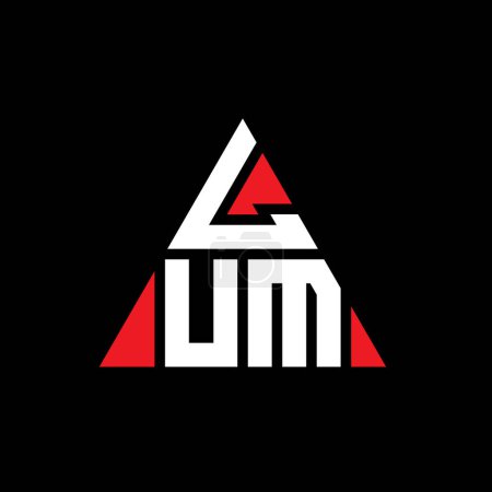 Illustration for LUM triangle letter logo design with triangle shape. LUM triangle logo design monogram. LUM triangle vector logo template with red color. LUM triangular logo Simple, Elegant, and Luxurious Logo. - Royalty Free Image