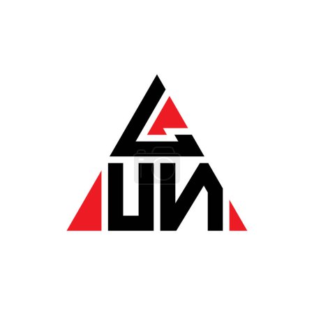 Illustration for LUN triangle letter logo design with triangle shape. LUN triangle logo design monogram. LUN triangle vector logo template with red color. LUN triangular logo Simple, Elegant, and Luxurious Logo. - Royalty Free Image