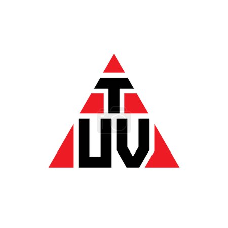 Illustration for TUV triangle letter logo design with triangle shape. TUV triangle logo design monogram. TUV triangle vector logo template with red color. TUV triangular logo Simple, Elegant, and Luxurious Logo. - Royalty Free Image