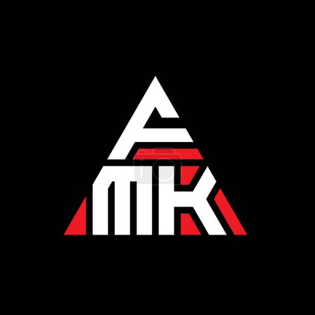 Ilustración de Diseño del logotipo de la letra del triángulo FMK con forma de triángulo. Monograma de diseño del logotipo del triángulo FMK. Plantilla de logotipo de vector de triángulo FMK con color rojo. Logotipo triangular FMK Logotipo simple, elegante y lujoso. - Imagen libre de derechos