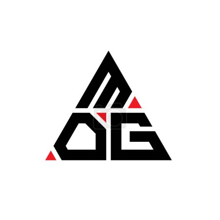 Illustration for MOG triangle letter logo design with triangle shape. MOG triangle logo design monogram. MOG triangle vector logo template with red color. MOG triangular logo Simple, Elegant, and Luxurious Logo. - Royalty Free Image