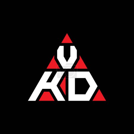 Illustration for VKD triangle letter logo design with triangle shape. VKD triangle logo design monogram. VKD triangle vector logo template with red color. VKD triangular logo Simple, Elegant, and Luxurious Logo. - Royalty Free Image