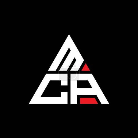 Ilustración de Diseño del logotipo de la letra del triángulo MCA con forma de triángulo. Monograma de diseño del logotipo del triángulo MCA. Plantilla de logotipo de vector de triángulo MCA con color rojo. Logotipo triangular MCA Logotipo simple, elegante y lujoso. - Imagen libre de derechos
