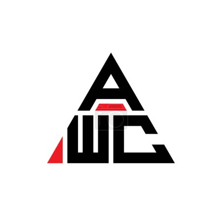 Illustration for AWC triangle letter logo design with triangle shape. AWC triangle logo design monogram. AWC triangle vector logo template with red color. AWC triangular logo Simple, Elegant, and Luxurious Logo. - Royalty Free Image