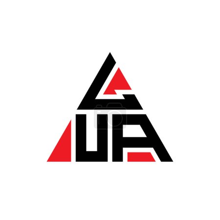 Illustration for LUA triangle letter logo design with triangle shape. LUA triangle logo design monogram. LUA triangle vector logo template with red color. LUA triangular logo Simple, Elegant, and Luxurious Logo. - Royalty Free Image