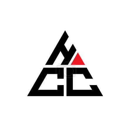 Illustration for HCC triangle letter logo design with triangle shape. HCC triangle logo design monogram. HCC triangle vector logo template with red color. HCC triangular logo Simple, Elegant, and Luxurious Logo. - Royalty Free Image