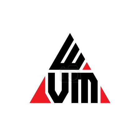 Illustration for WVM triangle letter logo design with triangle shape. WVM triangle logo design monogram. WVM triangle vector logo template with red color. WVM triangular logo Simple, Elegant, and Luxurious Logo. - Royalty Free Image