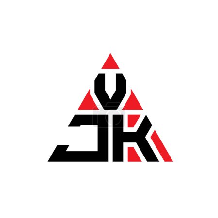 Illustration for VJK triangle letter logo design with triangle shape. VJK triangle logo design monogram. VJK triangle vector logo template with red color. VJK triangular logo Simple, Elegant, and Luxurious Logo. - Royalty Free Image
