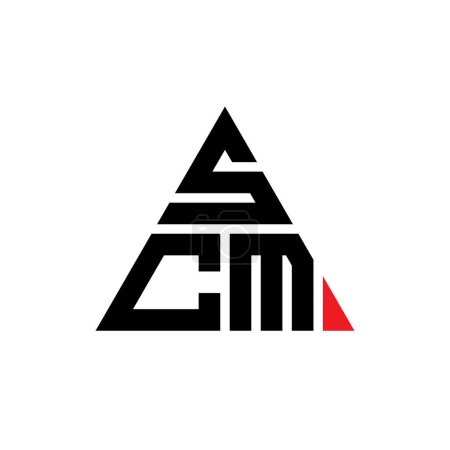 Illustration for SCM triangle letter logo design with triangle shape. SCM triangle logo design monogram. SCM triangle vector logo template with red color. SCM triangular logo Simple, Elegant, and Luxurious Logo. - Royalty Free Image