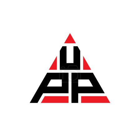 Illustration for UPP triangle letter logo design with triangle shape. UPP triangle logo design monogram. UPP triangle vector logo template with red color. UPP triangular logo Simple, Elegant, and Luxurious Logo. - Royalty Free Image