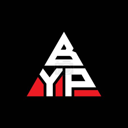 Illustration for BYP triangle letter logo design with triangle shape. BYP triangle logo design monogram. BYP triangle vector logo template with red color. BYP triangular logo Simple, Elegant, and Luxurious Logo. - Royalty Free Image