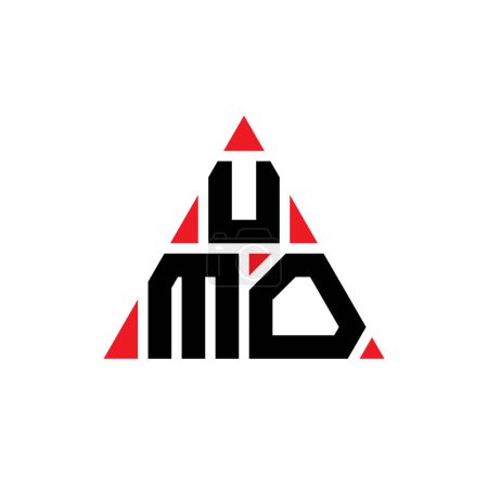 Illustration for UMO triangle letter logo design with triangle shape. UMO triangle logo design monogram. UMO triangle vector logo template with red color. UMO triangular logo Simple, Elegant, and Luxurious Logo. - Royalty Free Image
