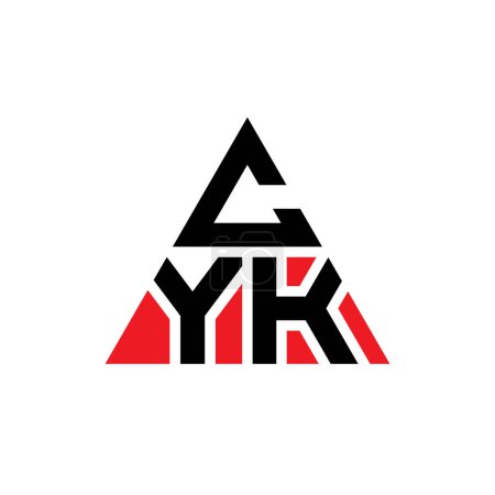 Illustration for CYK triangle letter logo design with triangle shape. CYK triangle logo design monogram. CYK triangle vector logo template with red color. CYK triangular logo Simple, Elegant, and Luxurious Logo. - Royalty Free Image