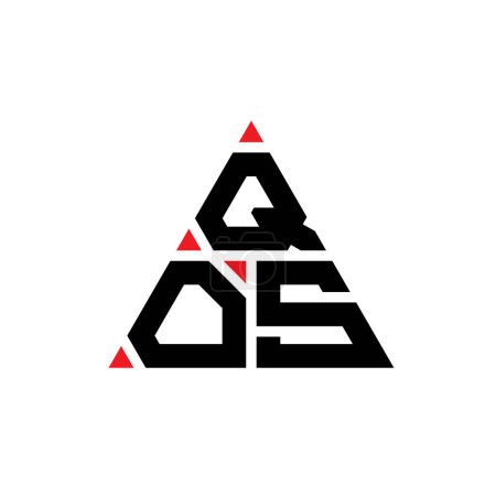 Illustration for QOS triangle letter logo design with triangle shape. QOS triangle logo design monogram. QOS triangle vector logo template with red color. QOS triangular logo Simple, Elegant, and Luxurious Logo. - Royalty Free Image