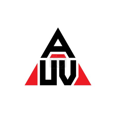 Illustration for AUV triangle letter logo design with triangle shape. AUV triangle logo design monogram. AUV triangle vector logo template with red color. AUV triangular logo Simple, Elegant, and Luxurious Logo. - Royalty Free Image