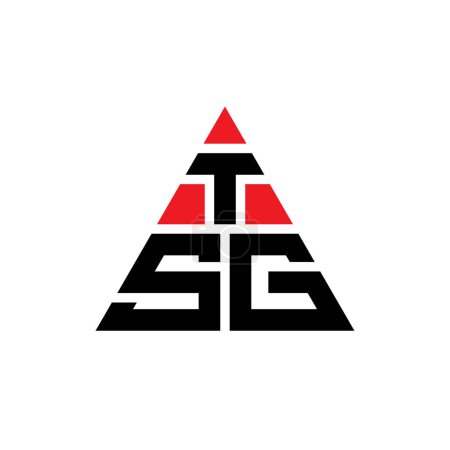 Illustration for TSG triangle letter logo design with triangle shape. TSG triangle logo design monogram. TSG triangle vector logo template with red color. TSG triangular logo Simple, Elegant, and Luxurious Logo. - Royalty Free Image