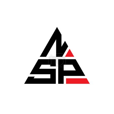 Illustration for NSP triangle letter logo design with triangle shape. NSP triangle logo design monogram. NSP triangle vector logo template with red color. NSP triangular logo Simple, Elegant, and Luxurious Logo. - Royalty Free Image