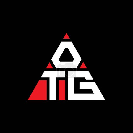 Illustration for OTG triangle letter logo design with triangle shape. OTG triangle logo design monogram. OTG triangle vector logo template with red color. OTG triangular logo Simple, Elegant, and Luxurious Logo. - Royalty Free Image
