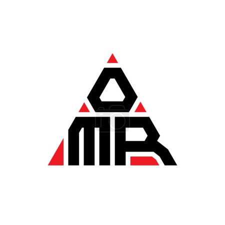 Illustration for OMR triangle letter logo design with triangle shape. OMR triangle logo design monogram. OMR triangle vector logo template with red color. OMR triangular logo Simple, Elegant, and Luxurious Logo. - Royalty Free Image