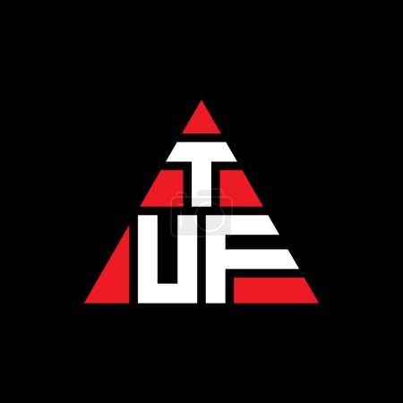 Illustration for TUF triangle letter logo design with triangle shape. TUF triangle logo design monogram. TUF triangle vector logo template with red color. TUF triangular logo Simple, Elegant, and Luxurious Logo. - Royalty Free Image