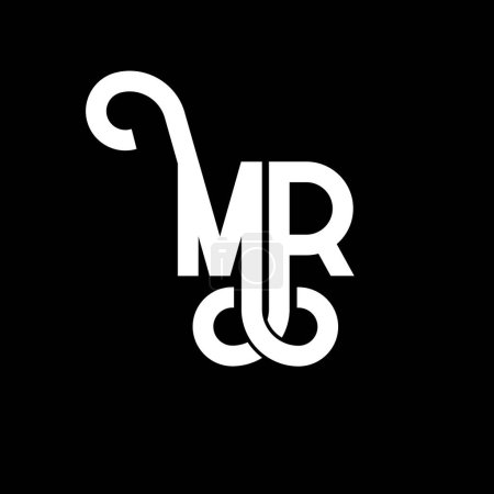Illustration for MR Letter Logo Design. Initial letters MR logo icon. Abstract letter MR minimal logo design template. M R letter design vector with black colors. mr logo - Royalty Free Image